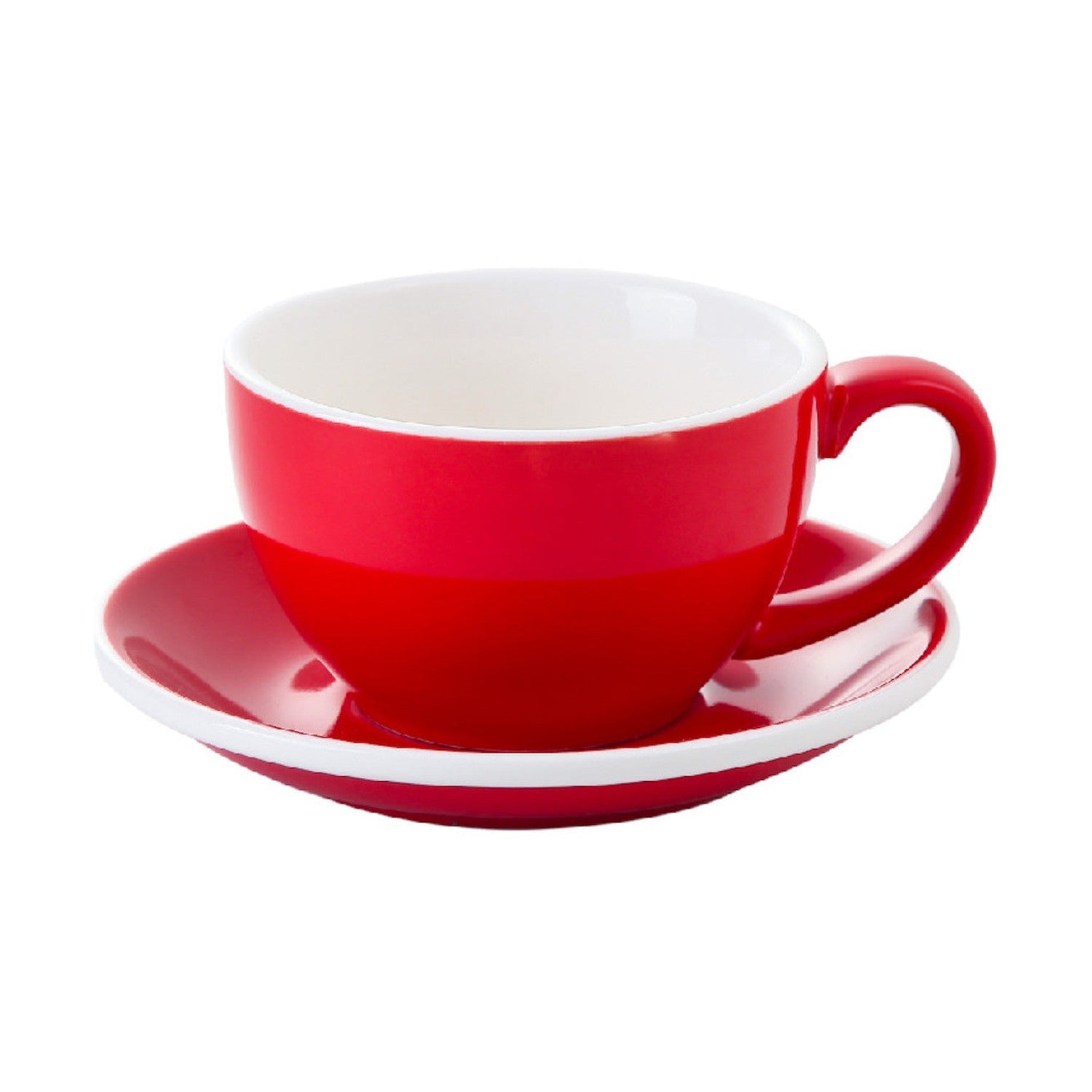 I.XXI Ceramic Latte Mug with Saucer 350ml, Red