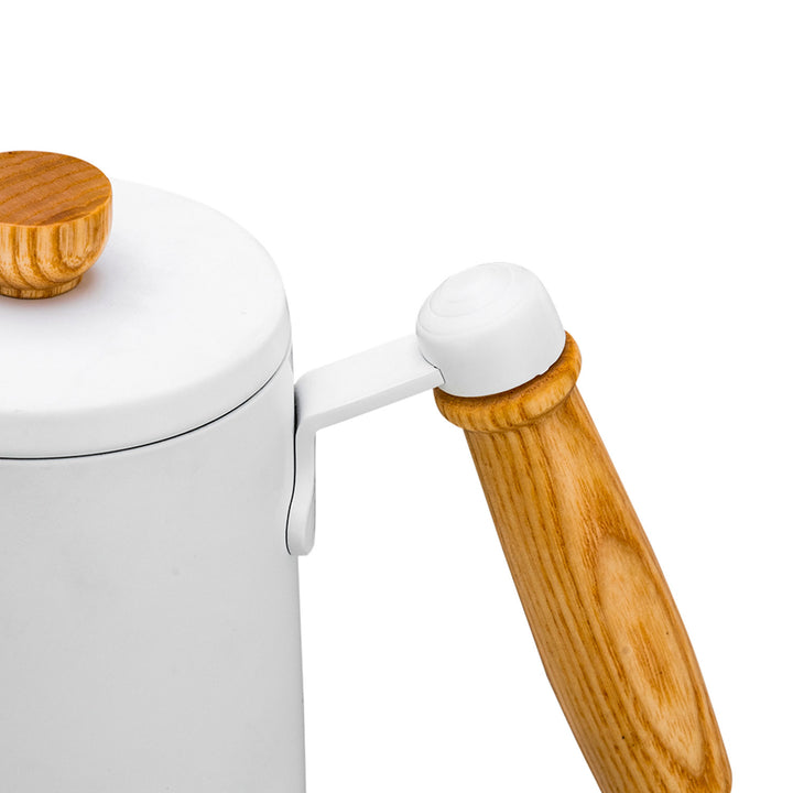 I.XXI Coffee Gooseneck Kettle with Walnut Handle 600ml, White