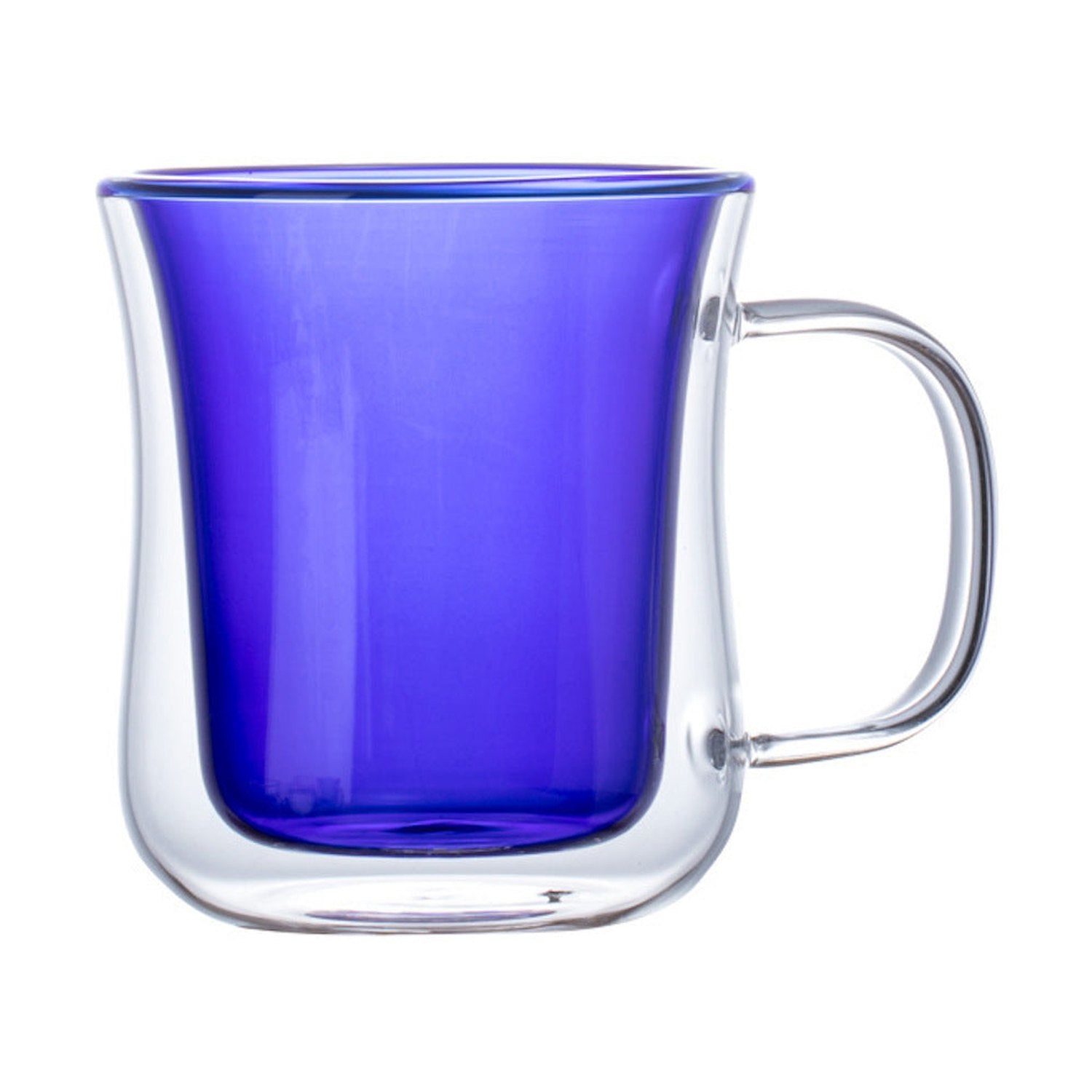 I.XXI Double Wall Blue Wave Glass Coffee Cup with Handle, 250ml