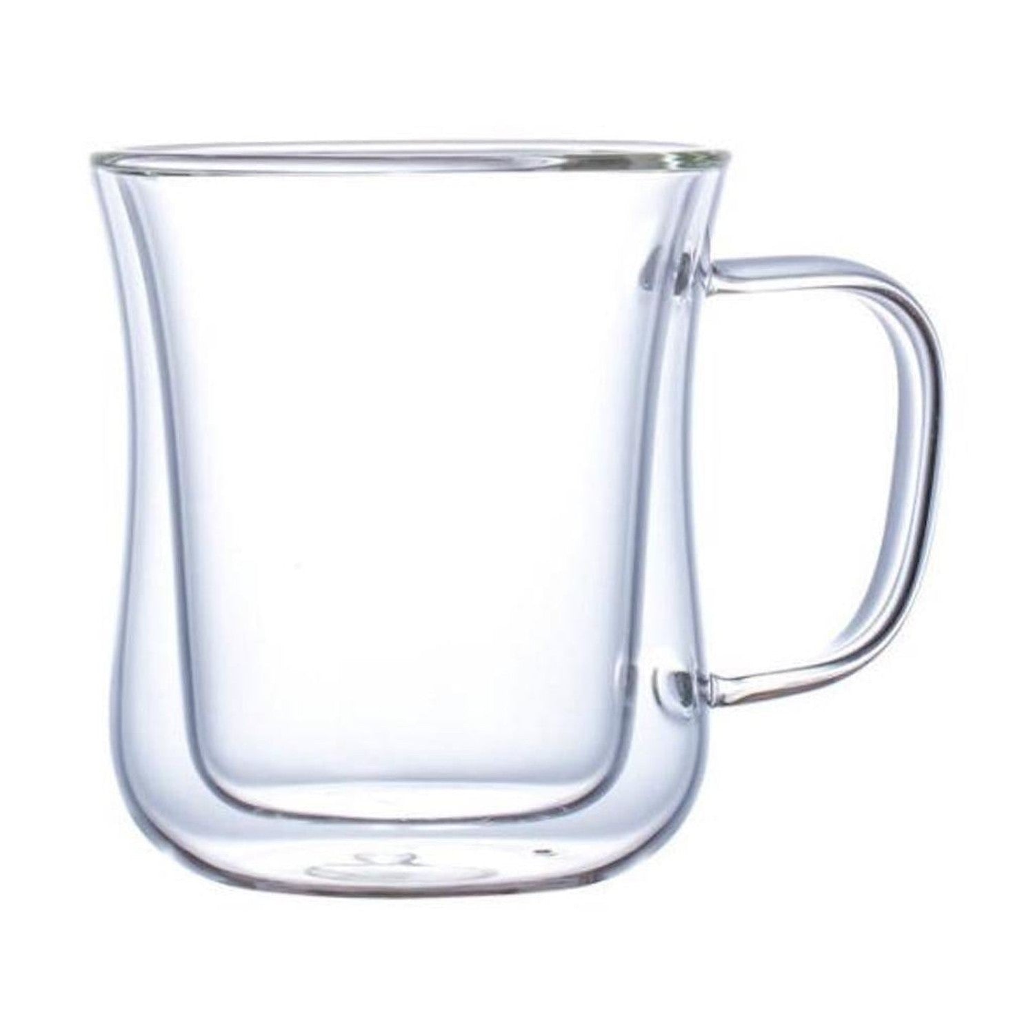 I.XXI Double Wall Wave Clear Glass Coffee Cup with Handle, 250ml