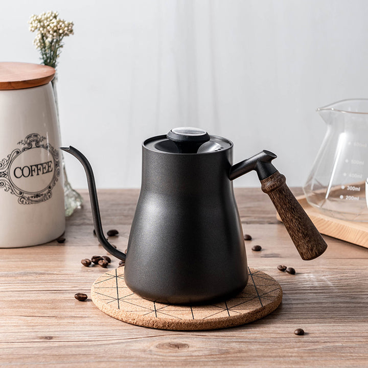 I.XXI Gooseneck Kettle Rosewood handle with Thermometer, Black