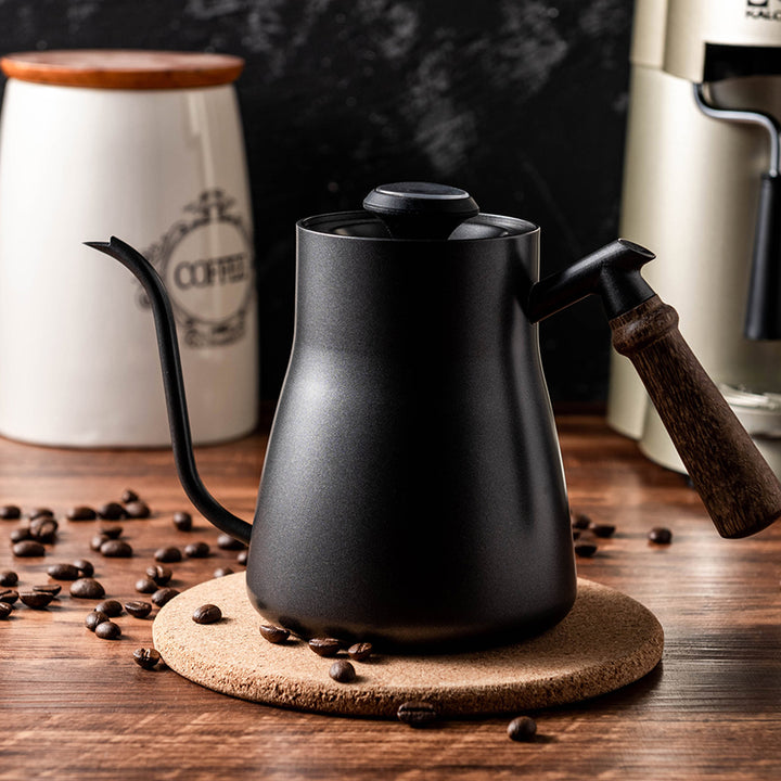 I.XXI Gooseneck Kettle Rosewood handle with Thermometer, Black