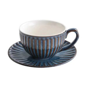 I.XXI Striped Coffee Mug with Saucer 220ml, Blue