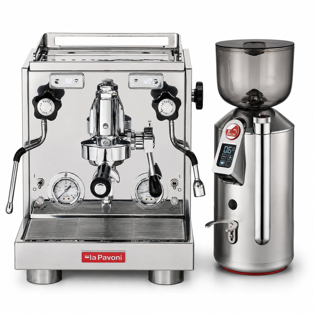 La Pavoni Botticelli Evo &amp; Cilindro Grinder Bundle, Stainless Steel