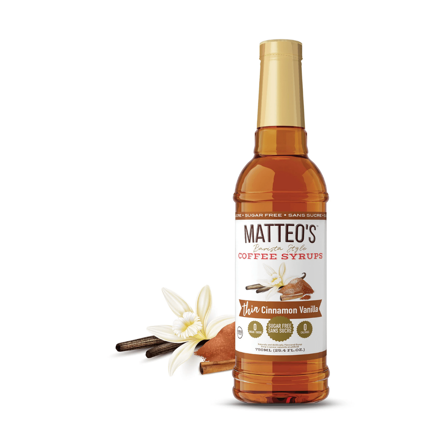 Matteo's Sugar Free Cinnamon Vanilla Syrup, 750ml