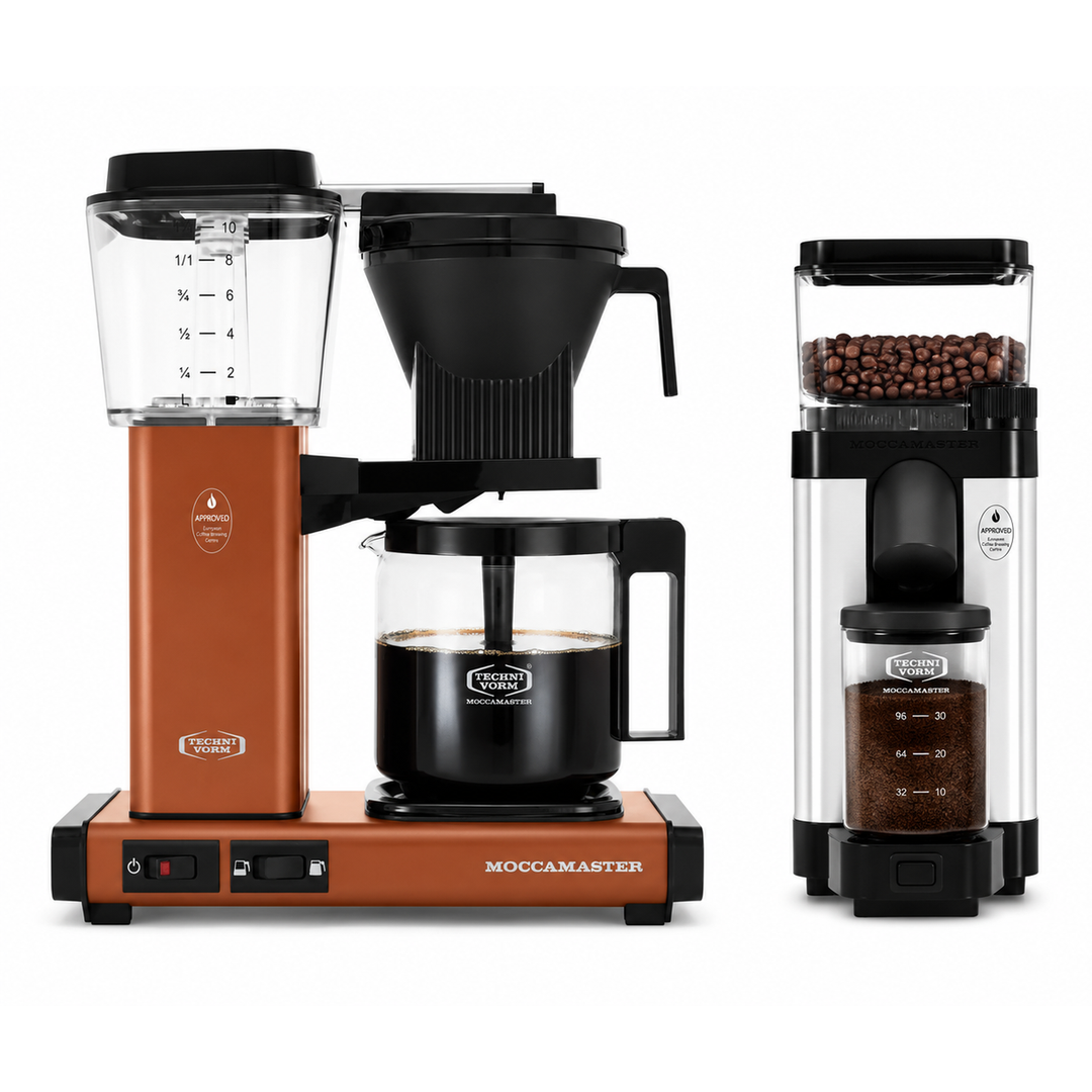 Moccamaster KBGV Coffee Maker Terra Cotta and KM5 Grinder