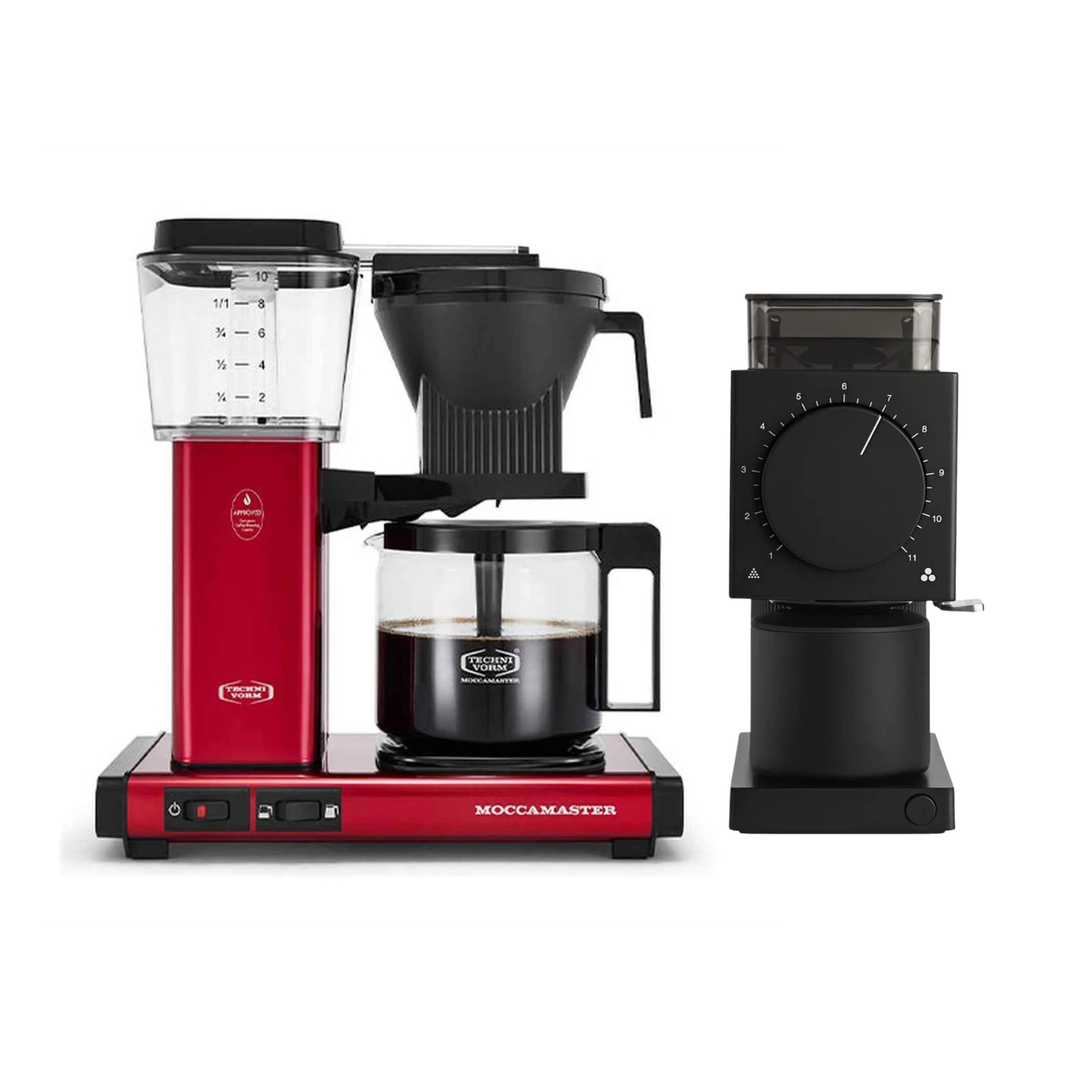 Moccamaster KBGV Select Brewer Candy Apple Red &amp; Fellow Ode Gen 2 Grinder Black Bundle