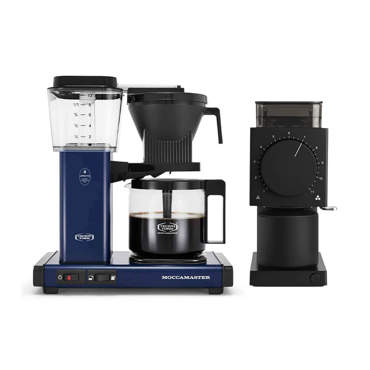 Moccamaster KBGV Select Brewer Midnight Blue & Fellow Ode Gen 2 Grinder Black Bundle