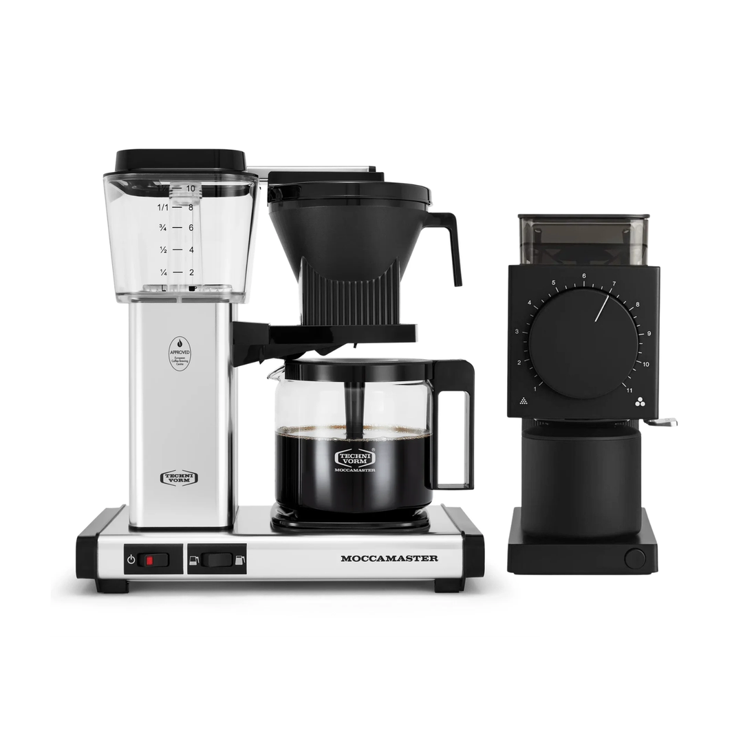 Moccamaster KBGV Select Brewer Polished Silver &amp; Fellow Ode Gen 2 Grinder Black Bundle