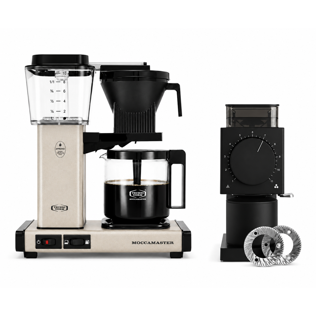 Moccamaster KBGV Select Brewer Sandstone & Fellow Ode Gen 2 Grinder Black Bundle