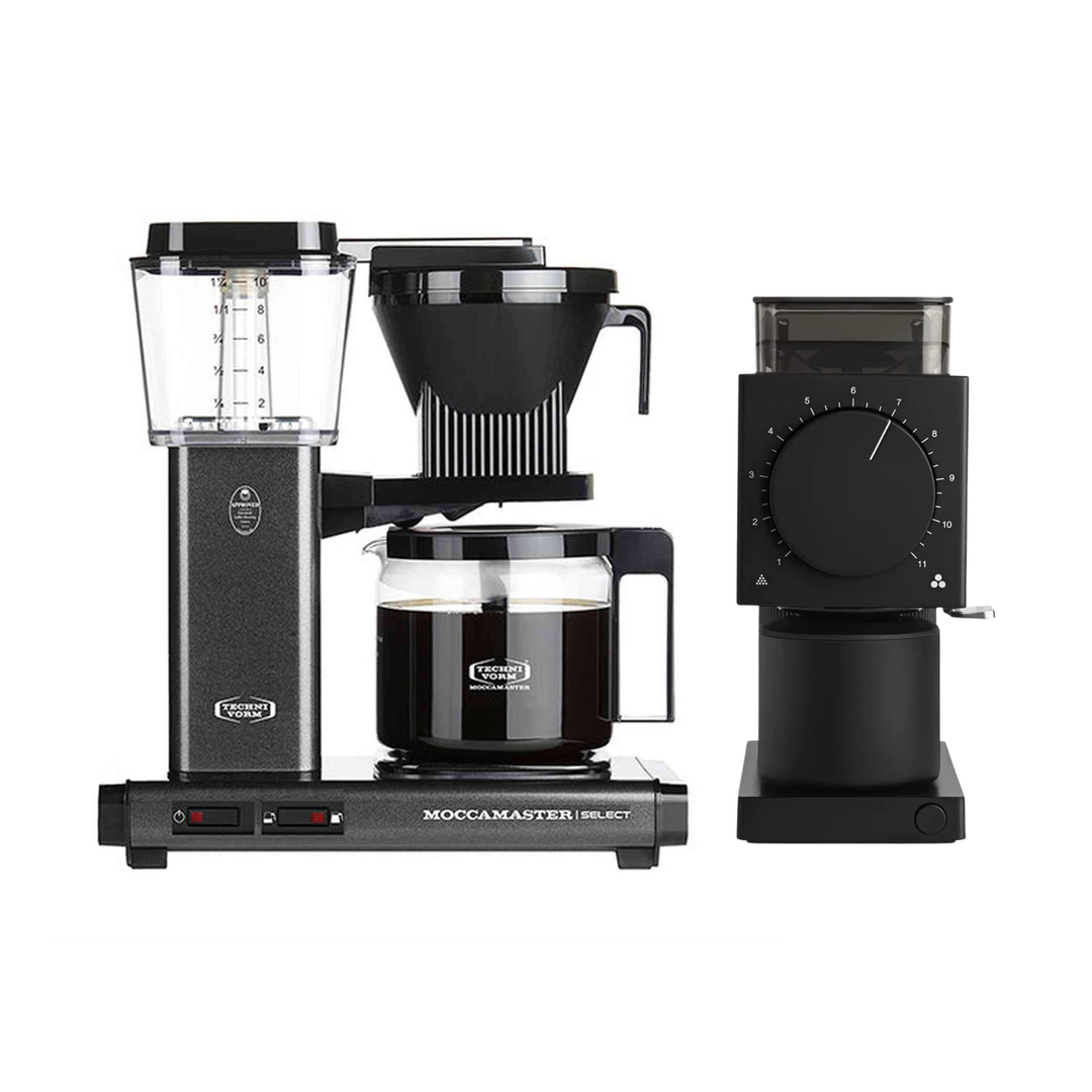 Moccamaster KBGV Select Brewer Stone Grey &amp; Fellow Ode Gen 2 Grinder Black Bundle