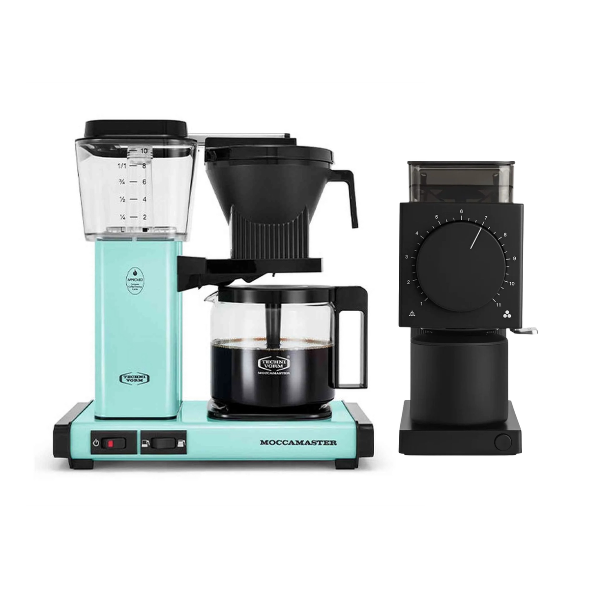 Moccamaster KBGV Select Brewer Turquoise & Fellow Ode Gen 2 Grinder Black Bundle