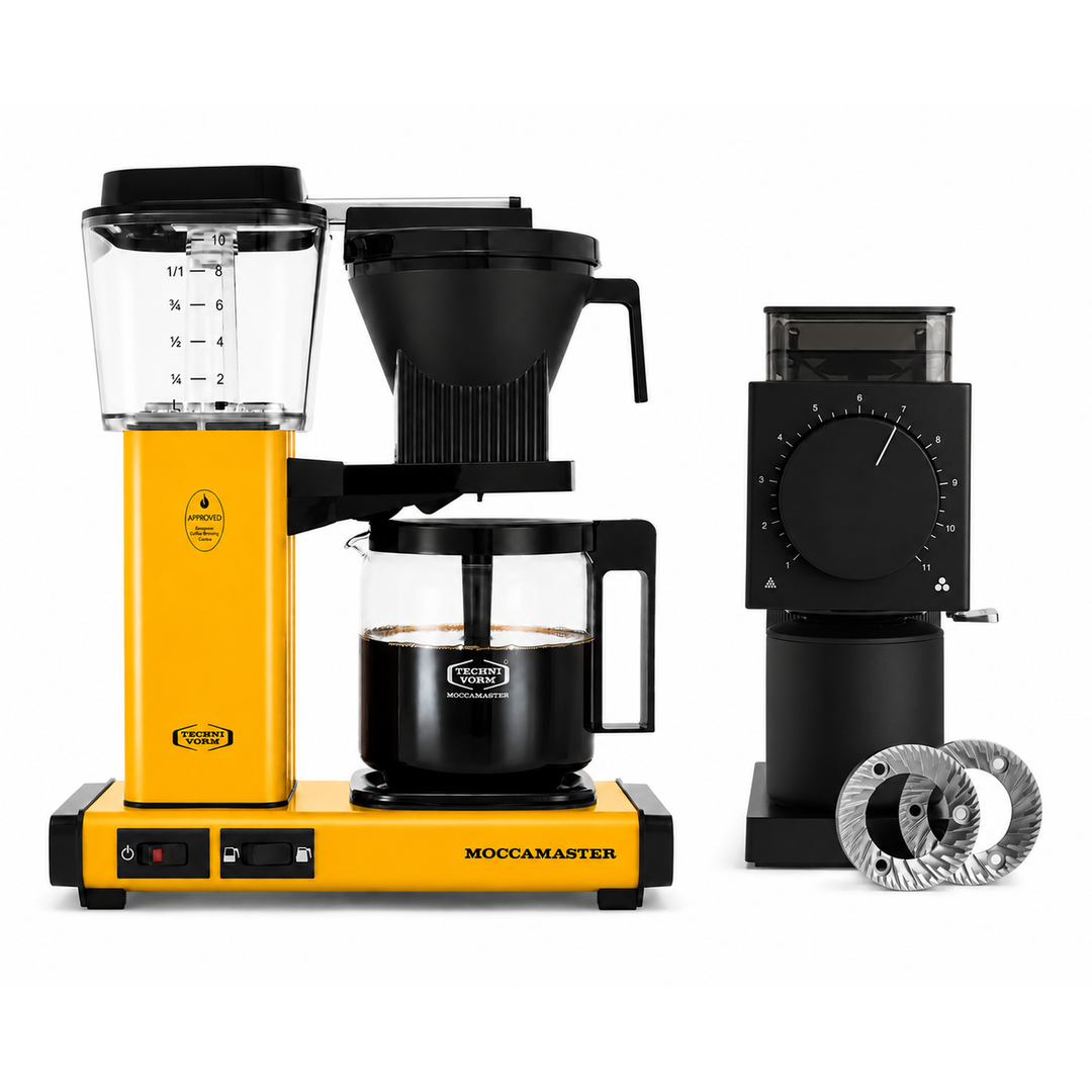 Moccamaster KBGV Select Brewer Yellow Pepper &amp; Fellow Ode Gen 2 Grinder Black Bundle