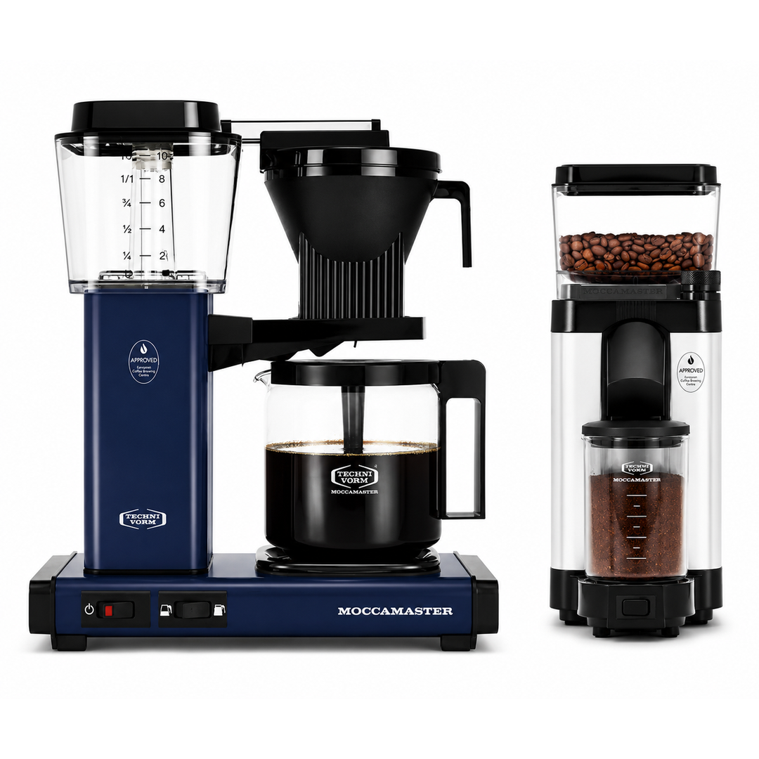 Moccamaster KBGV Select Coffee Maker, Midnight Blue &amp; KM 5 Grinder