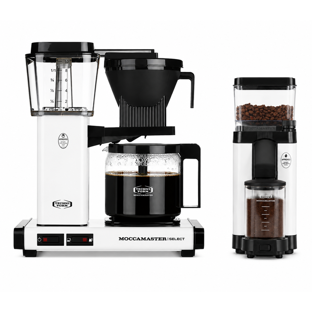 Moccamaster KBGV Select Coffee Maker, Off White & KM5 Grinder White