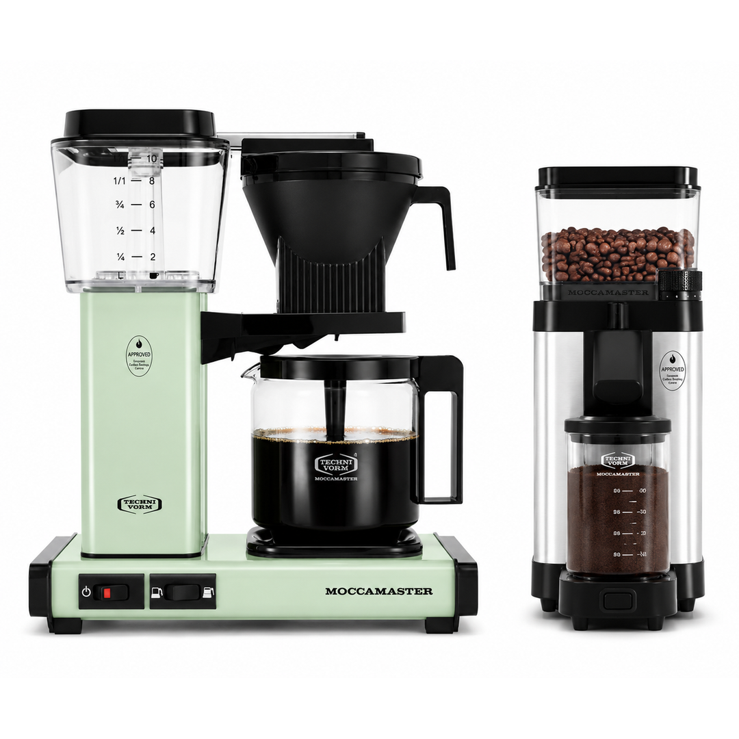 Moccamaster KBGV Select Coffee Maker Pistachio and KM5 Grinder