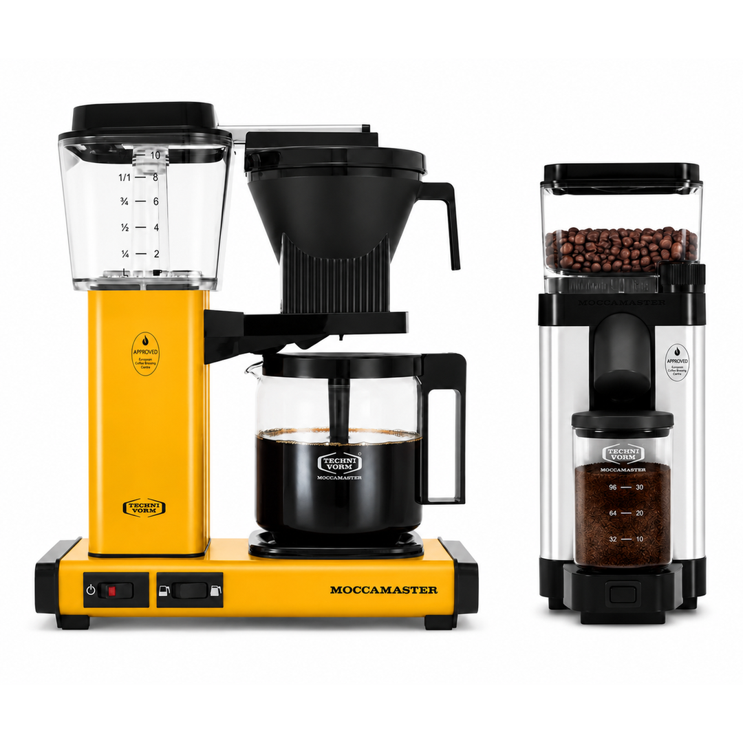 Moccamaster KBGV Select Yellow Pepper and KM5 Grinder