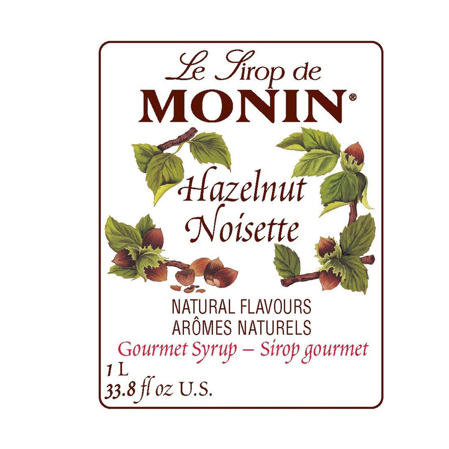 Monin Hazelnut Syrup, 1L Bottles