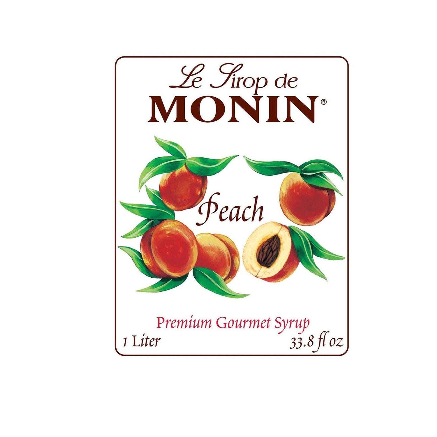 Monin Peach Syrup, 1L Bottle