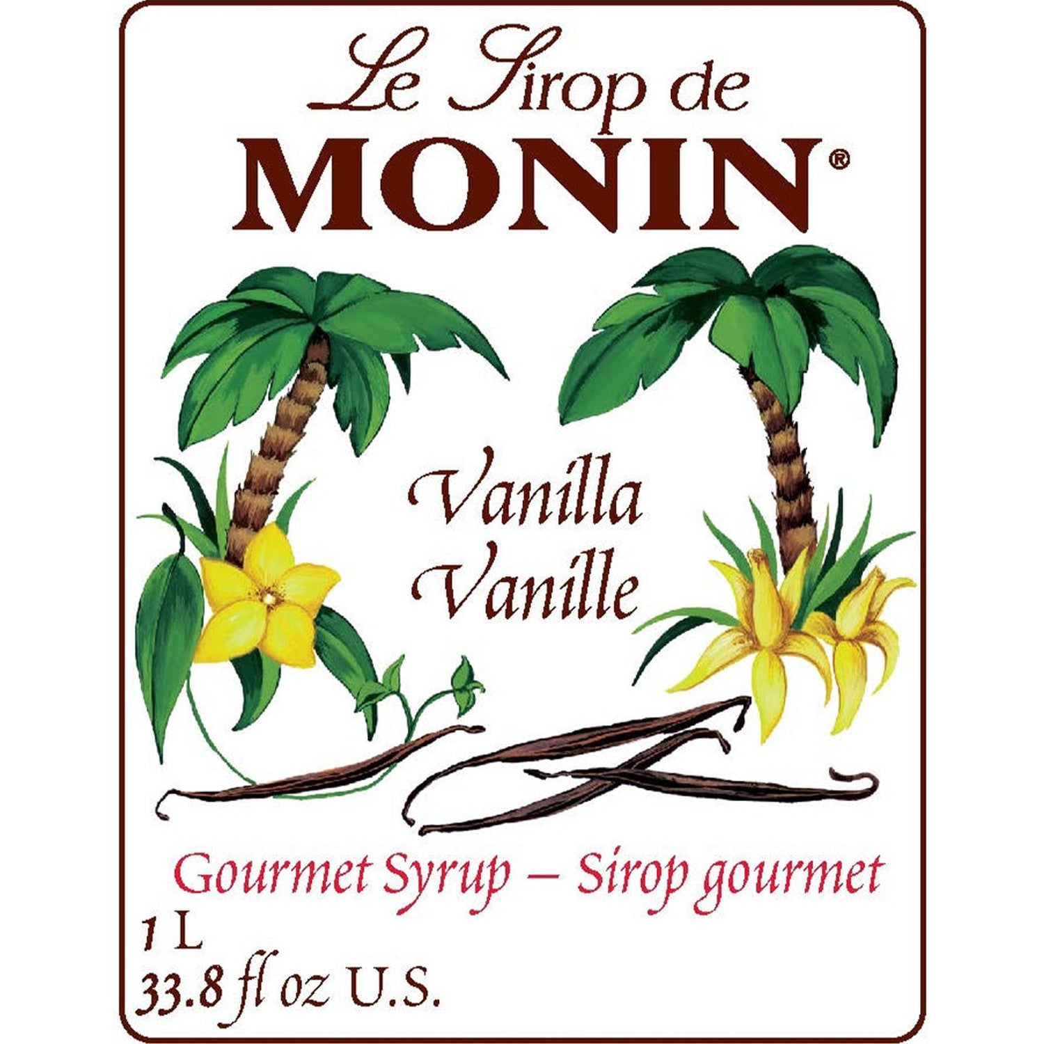 Monin Vanilla Syrup, 1L Bottle