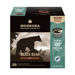 Muskoka Roastery Coffee Co. Black Bear Single Serve Coffee 20 Pack