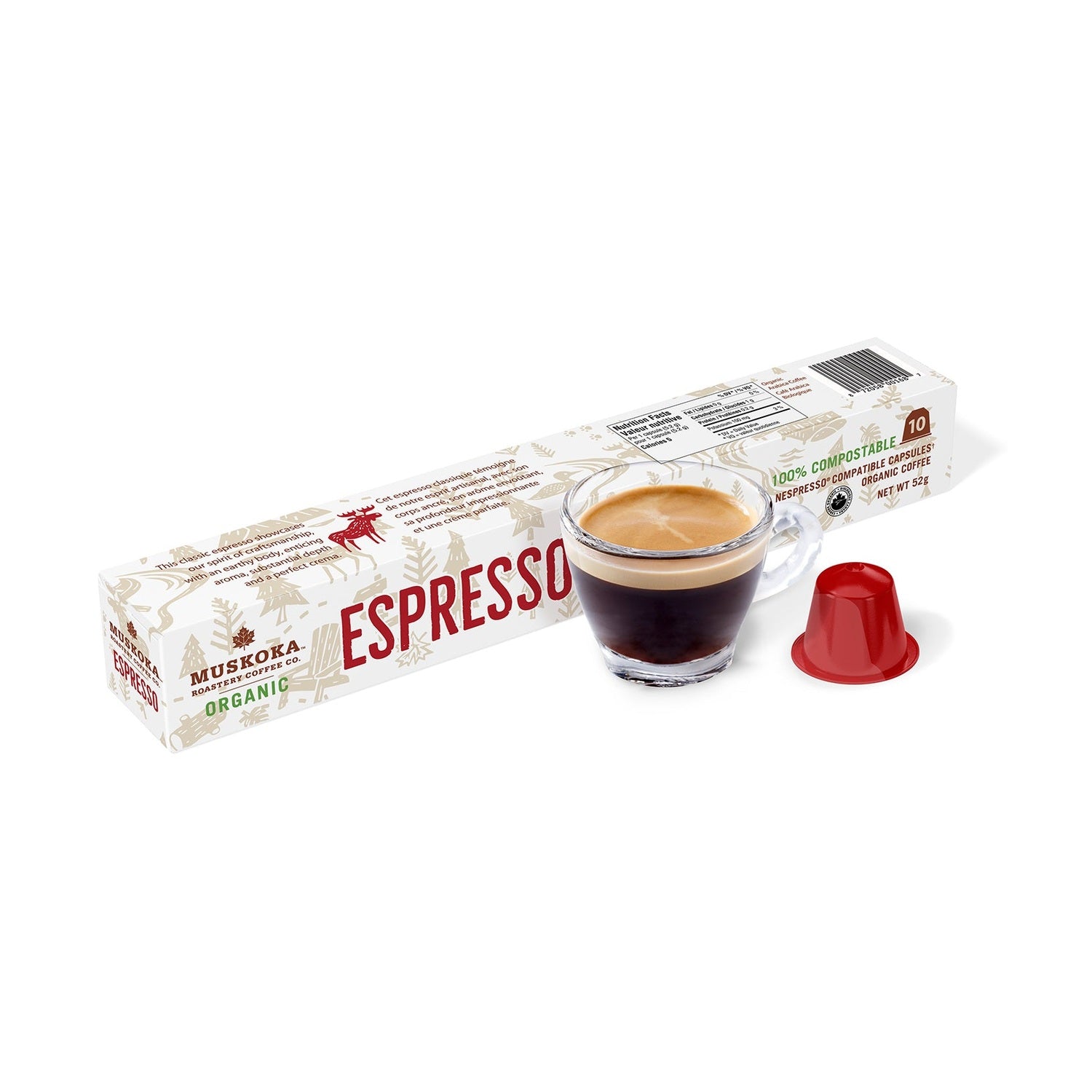Muskoka Roastery Coffee Co. Organic Espresso Nespresso® Compatible Capsules, 10 Pack