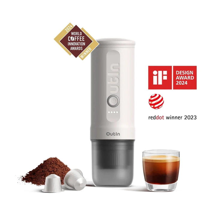 OutIn Nano Portable Electric Espresso Machine, Pearl White