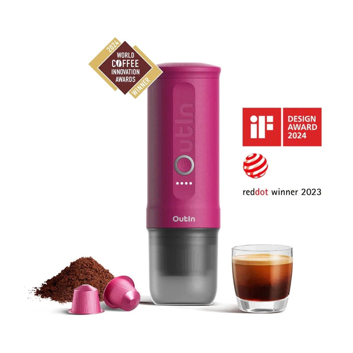 OutIn Nano Portable Electric Espresso Machine, Crimson Red