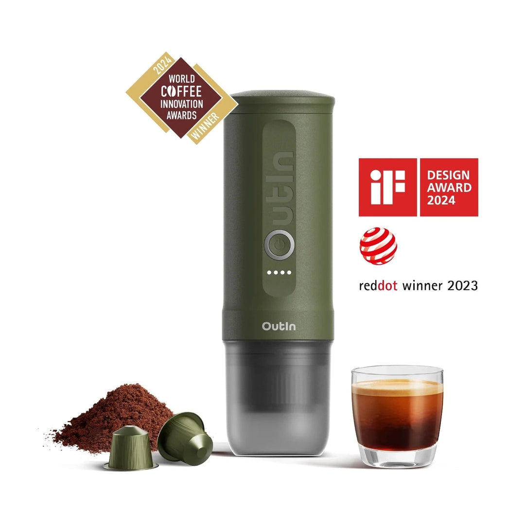 OutIn Nano Portable Electric Espresso Machine, Forest Green