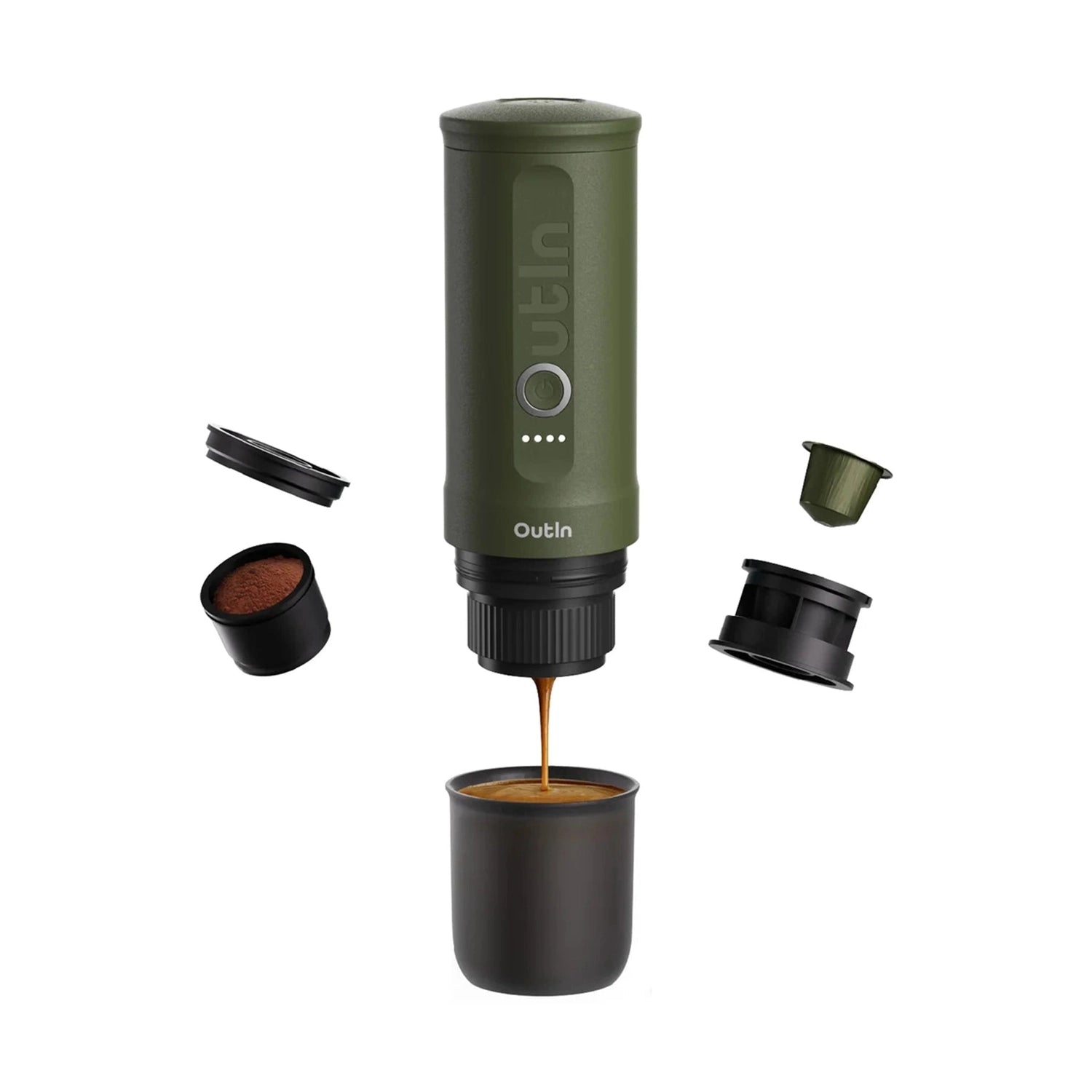 OutIn Nano Portable Electric Espresso Machine, Forest Green