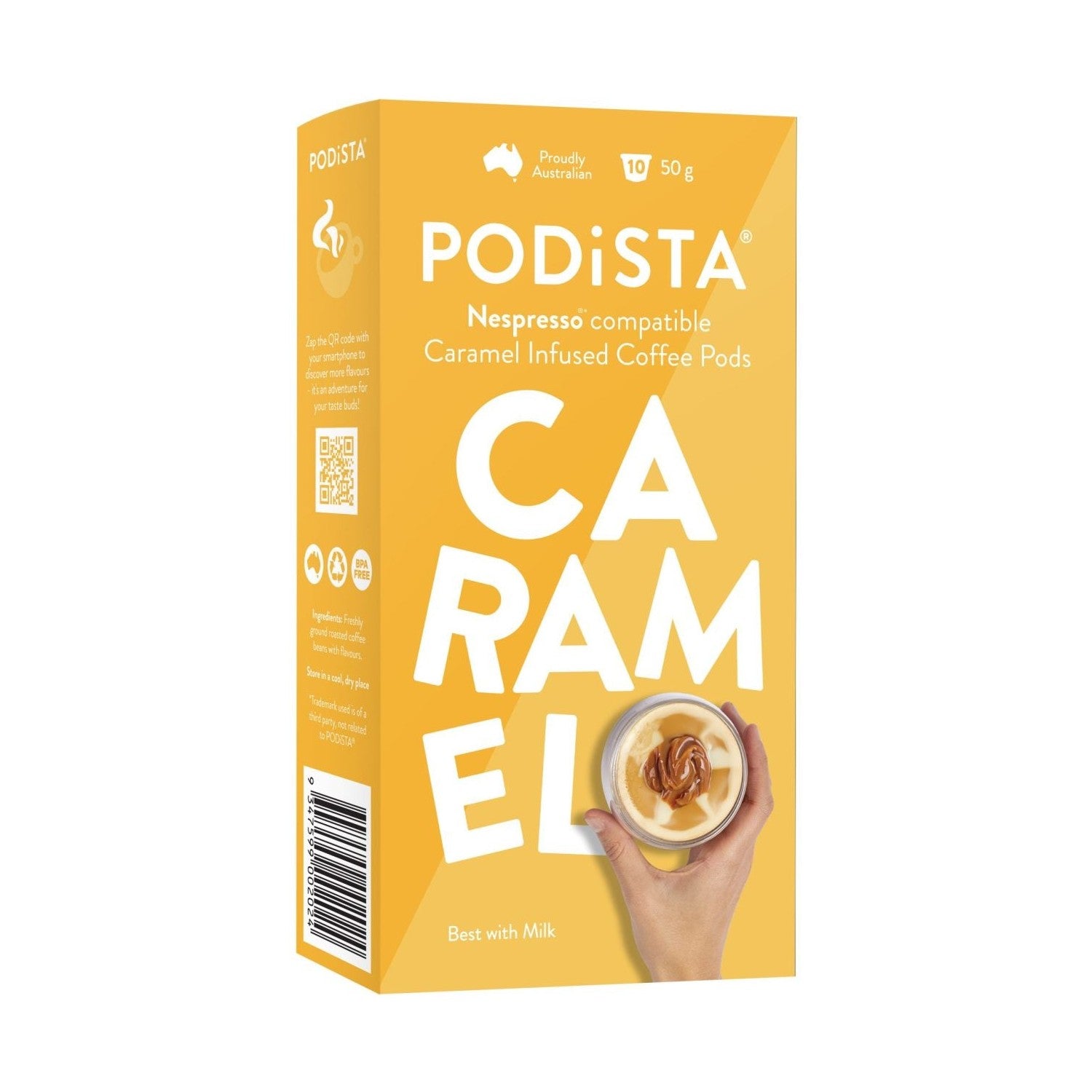 PODiSTA Caramel Infusion Coffee Nespresso Compatible Capsules, 10 Pack