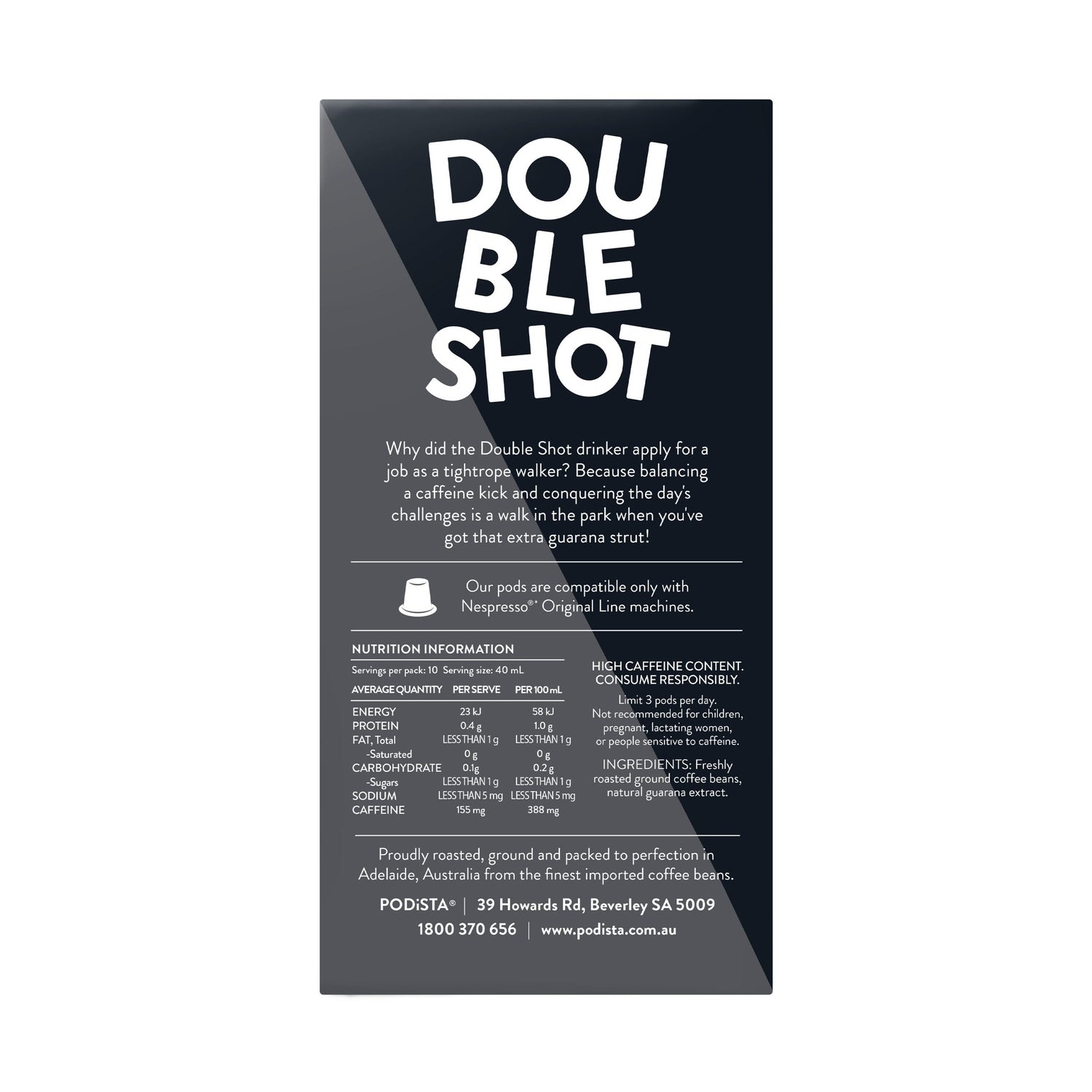 PODiSTA Double Shot Nespresso Compatible Capsules, 10 Pack