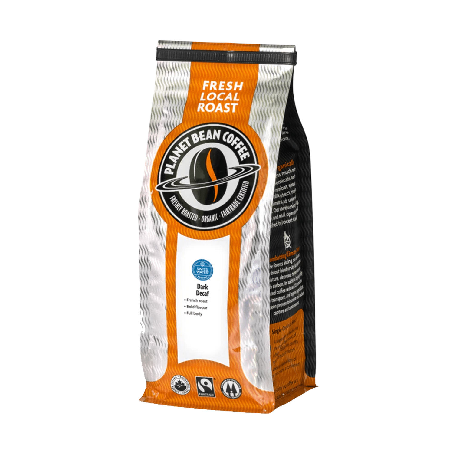 Planet Bean Dark Roast SWP Decaf, Whole Bean Coffee 12 oz.