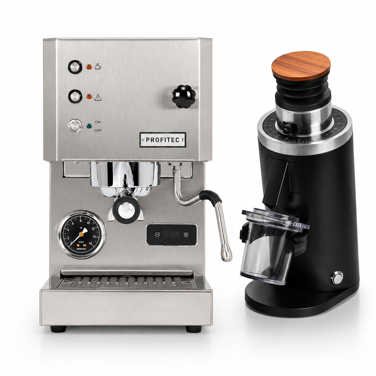 Profitec Go Silver and Turin DF54 Grinder