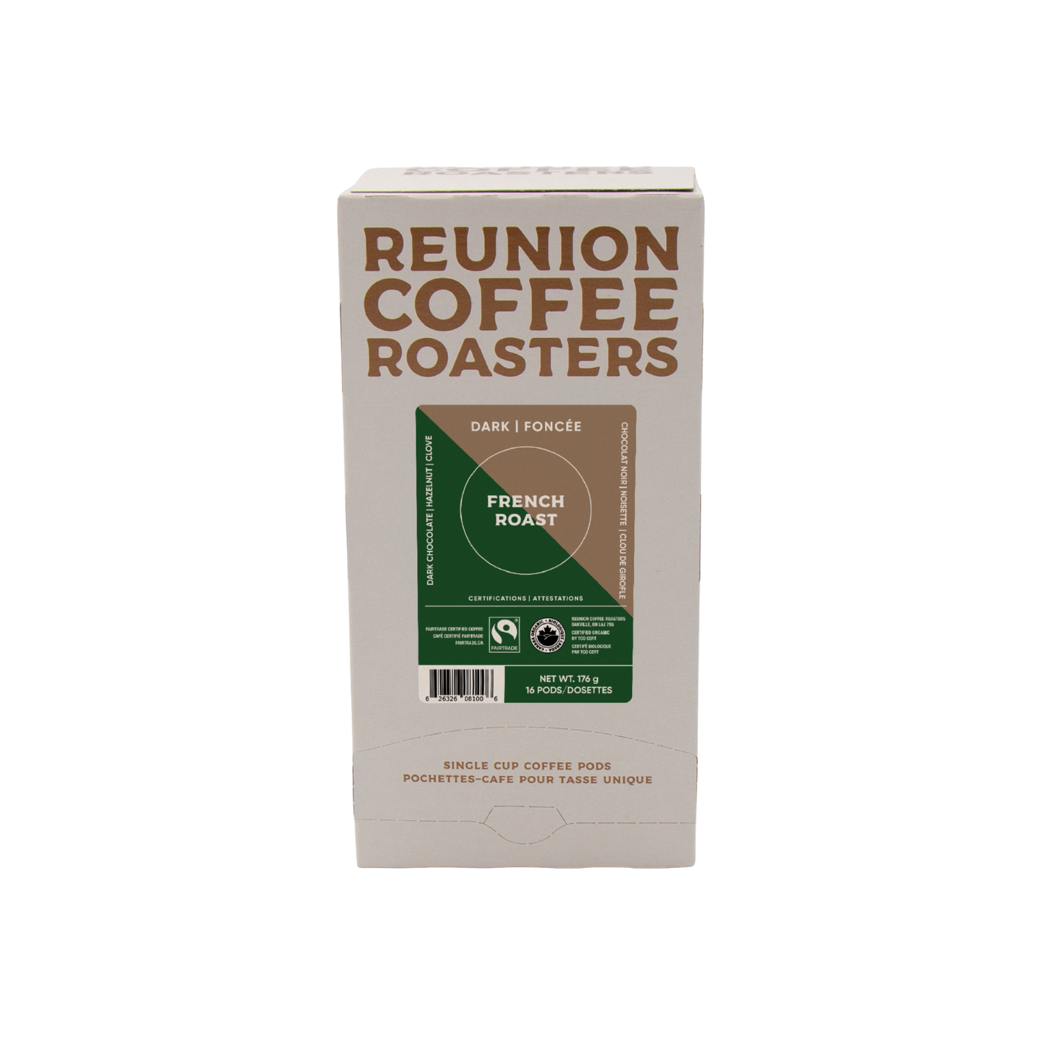Reunion Coffee Roasters Organic French Roast Coffee Pods, 16 Pack