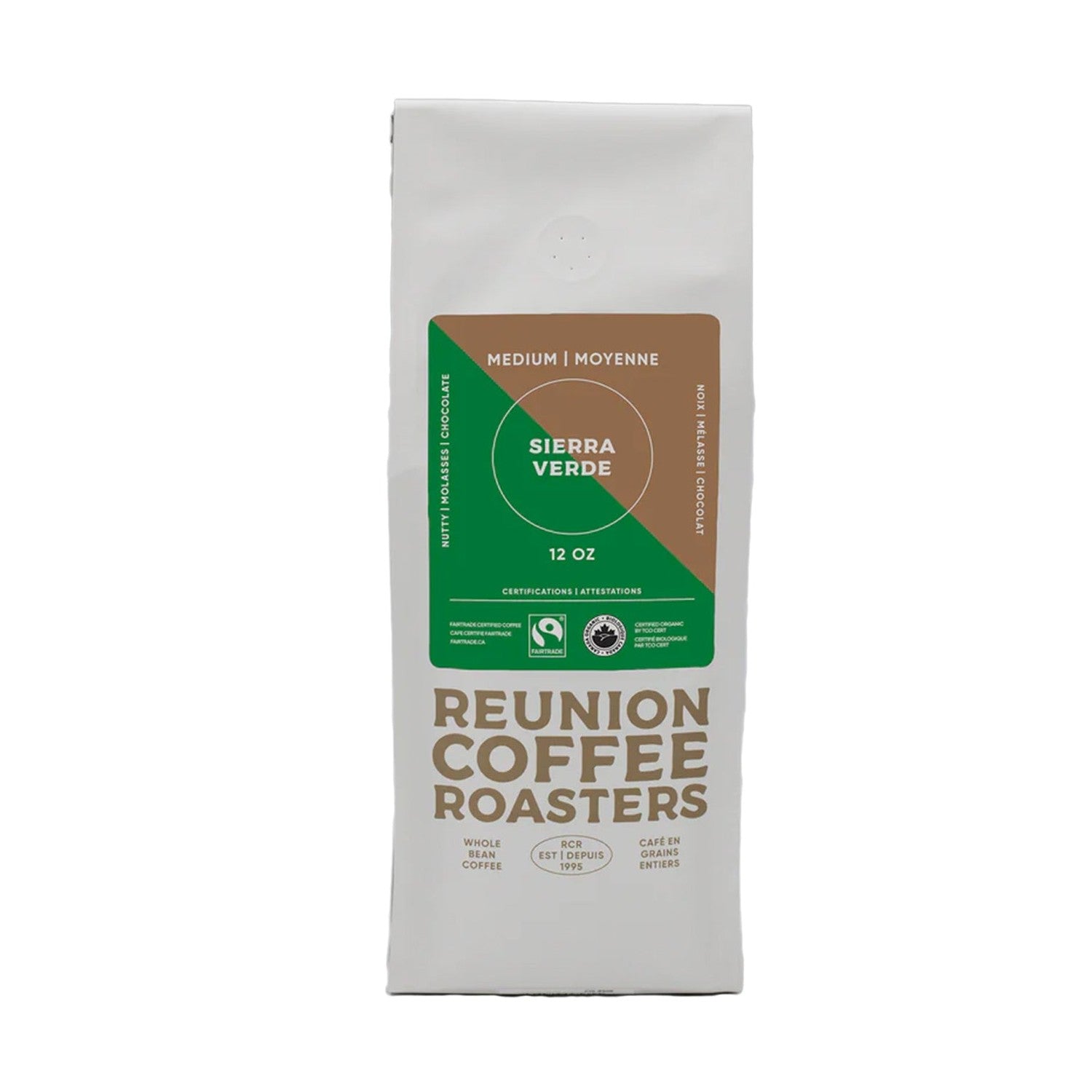 Reunion Coffee Roasters Organic Sierra Verde Whole Bean Coffee, 12 oz.