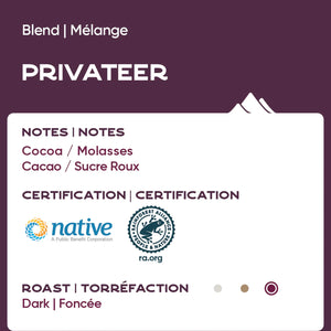 Reunion Coffee Roasters Privateer Dark Whole Bean Coffee 12oz