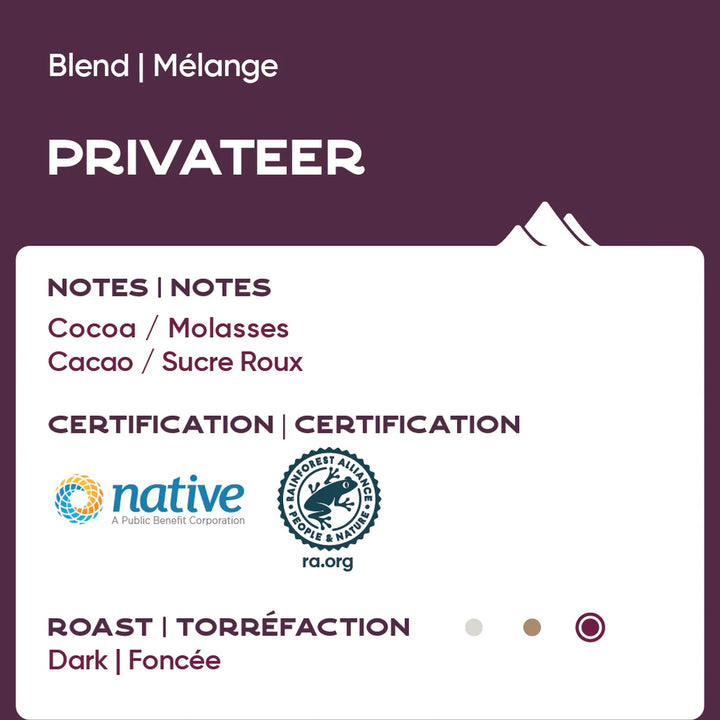 Reunion Coffee Roasters Privateer Dark Whole Bean Coffee 12oz