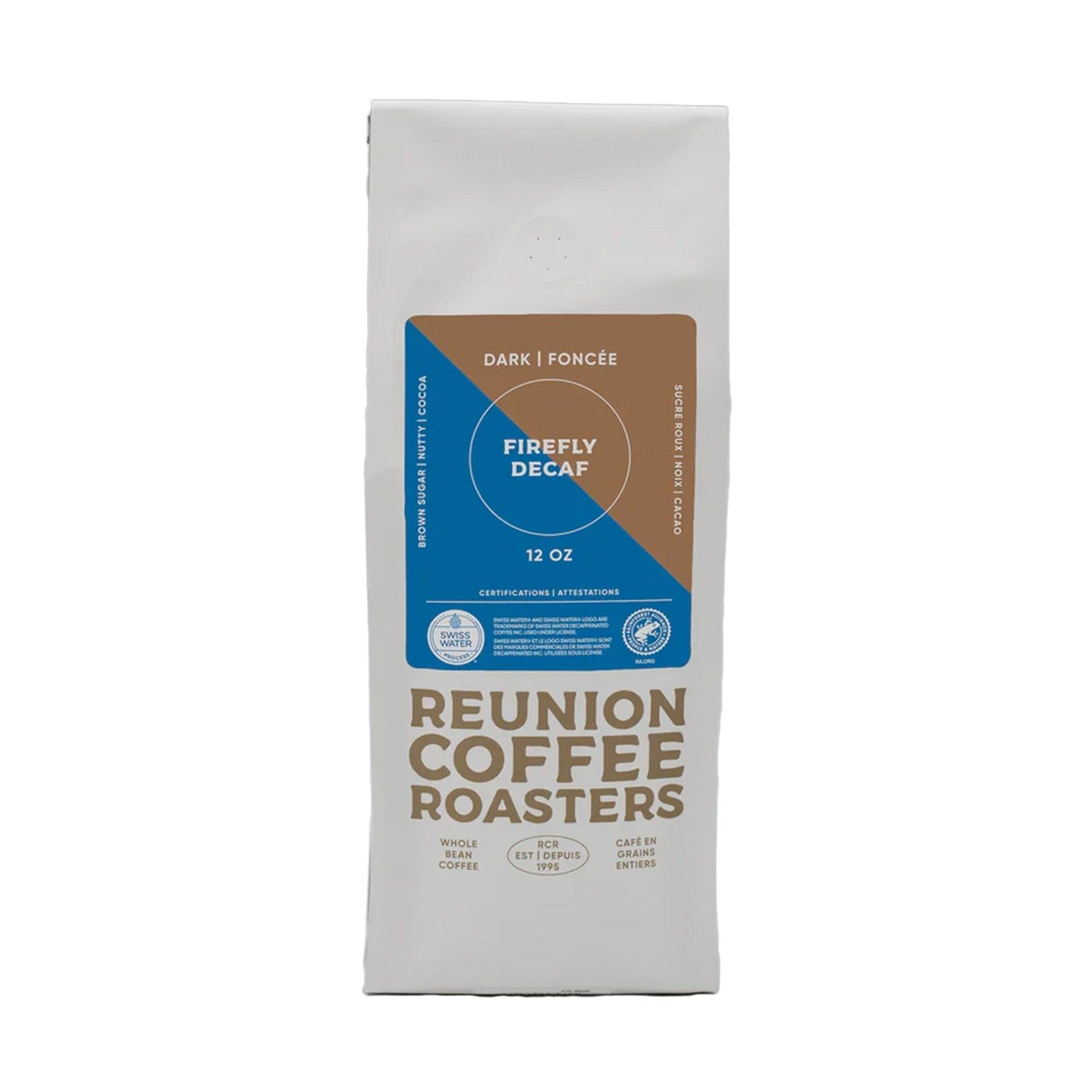 Reunion Coffee Roasters Swiss Water Process Firefly Decaf Whole Bean Coffee 12oz