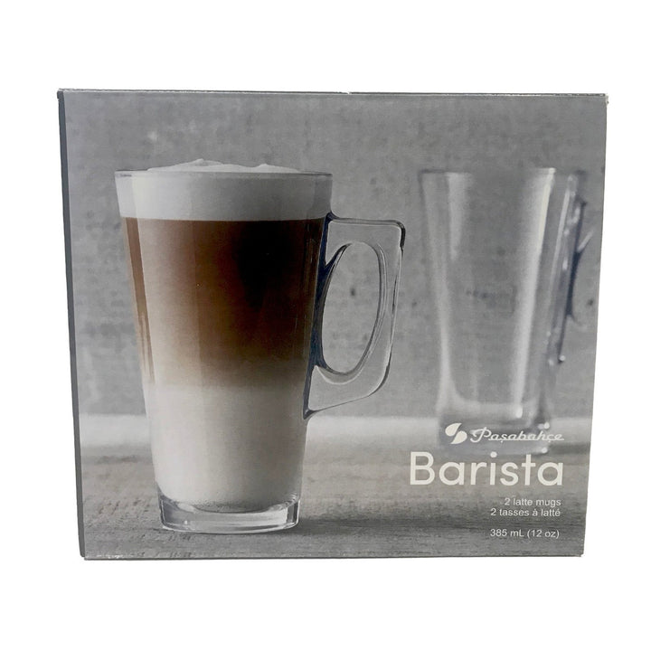 Safdie Barista Latte Glass Coffee Mugs 370ml, Set of 2