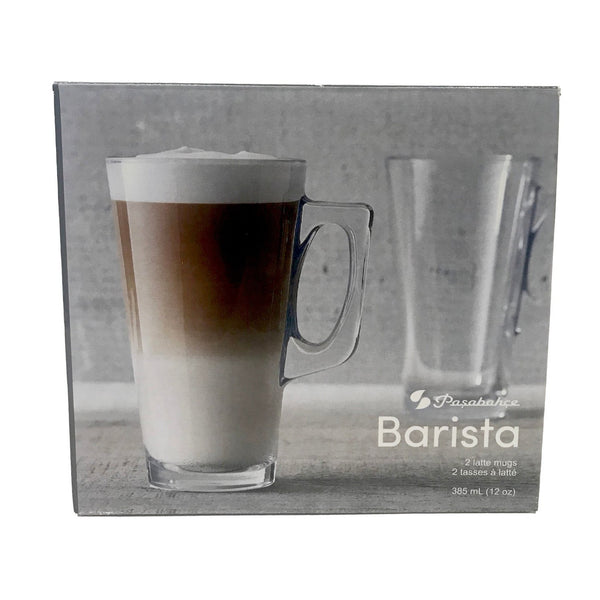 Safdie Barista Latte Glass Coffee Mugs 370ml, Set of 2
