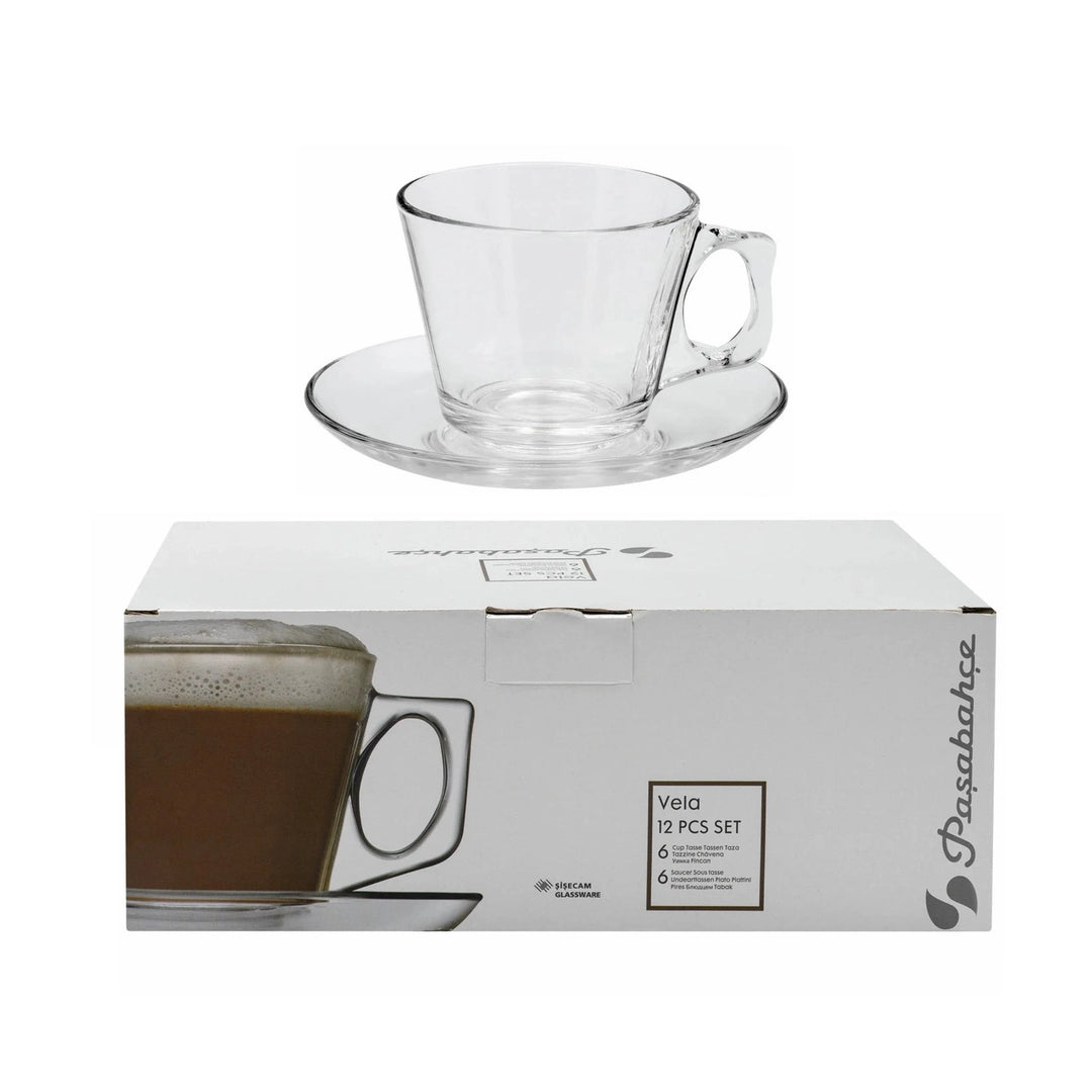 Safdie Vela Espresso Cup &amp; Saucer 80ml, Set of 6