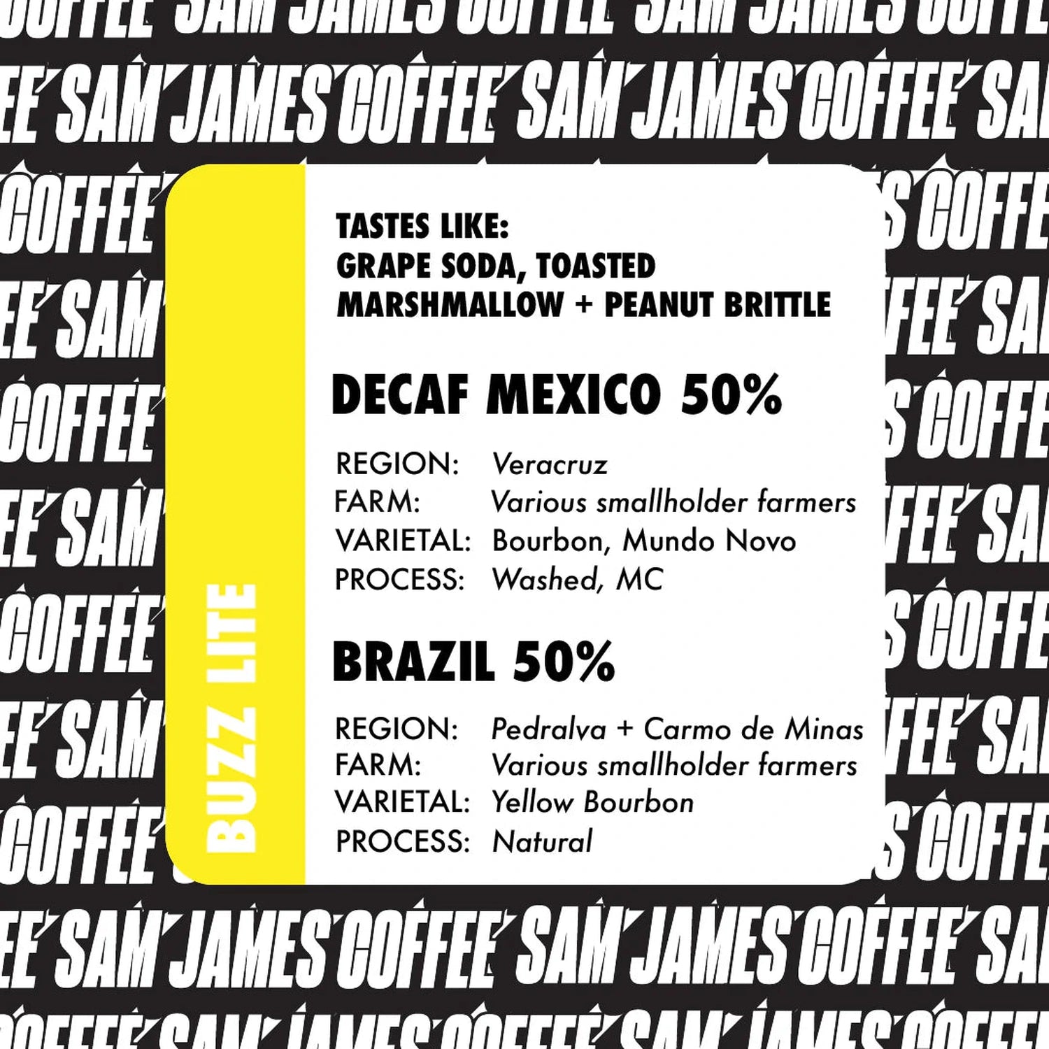Sam James Whole Bean Coffee Buzz Lite, 12oz