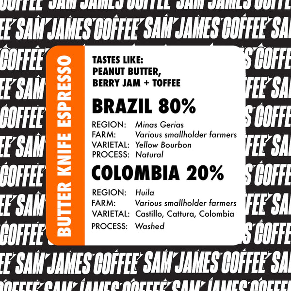 Sam James Whole Bean Coffee, Espresso 12oz
