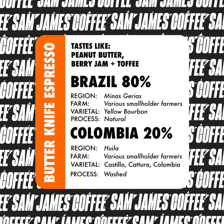 Sam James Whole Bean Coffee, Espresso 12oz