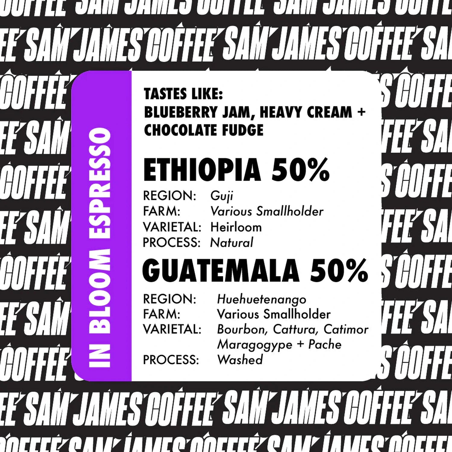 Sam James Whole Bean Coffee In Bloom Espresso rotating , 12oz