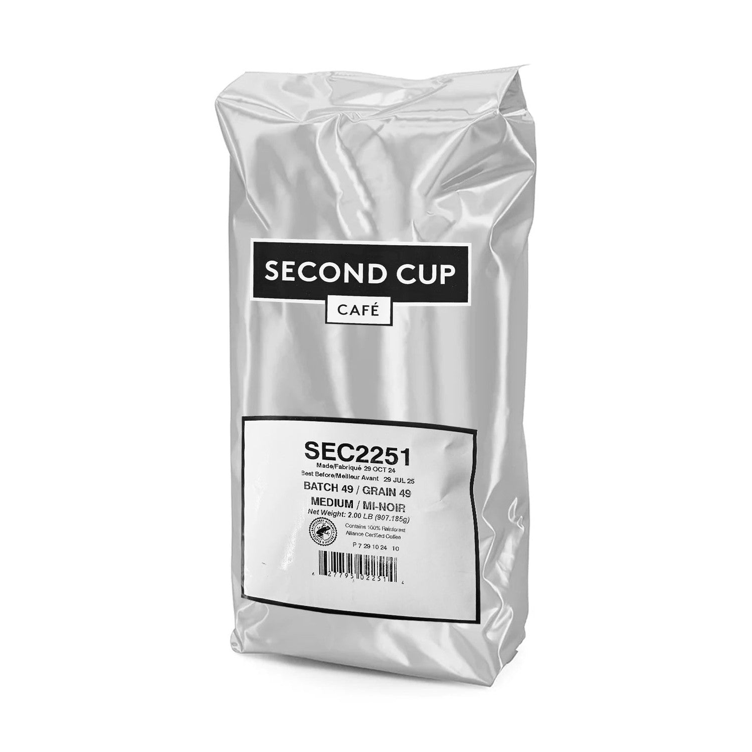 Second Cup Batch 49 Medium Roast Whole Bean Coffee, 2 lb