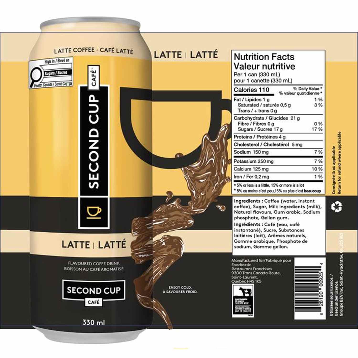 Second Cup Coffee Latte, 330ml