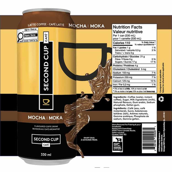 Second Cup Coffee Latte Mocha, 330ml