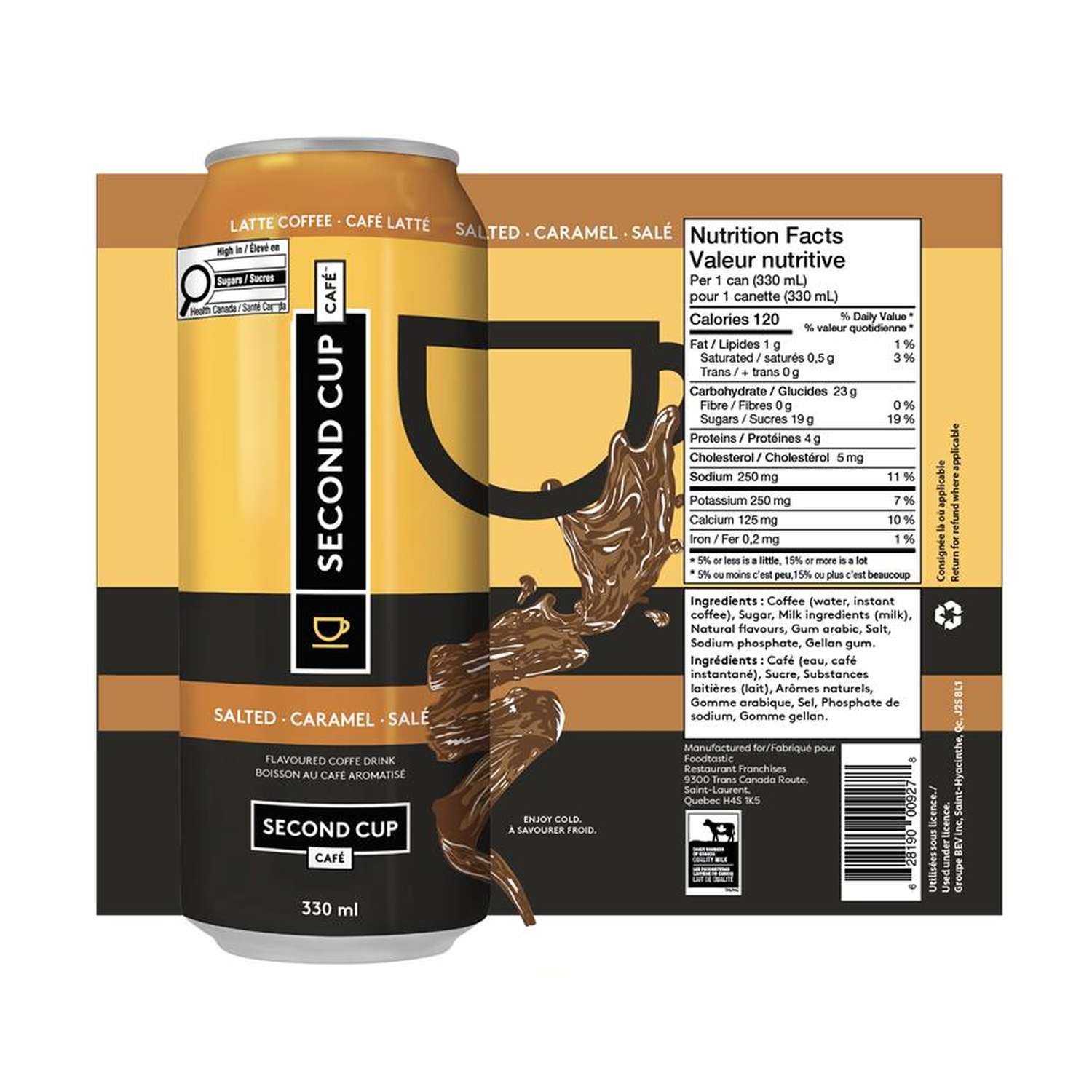 Second Cup Coffee Latte Salted Caramel, 330ml